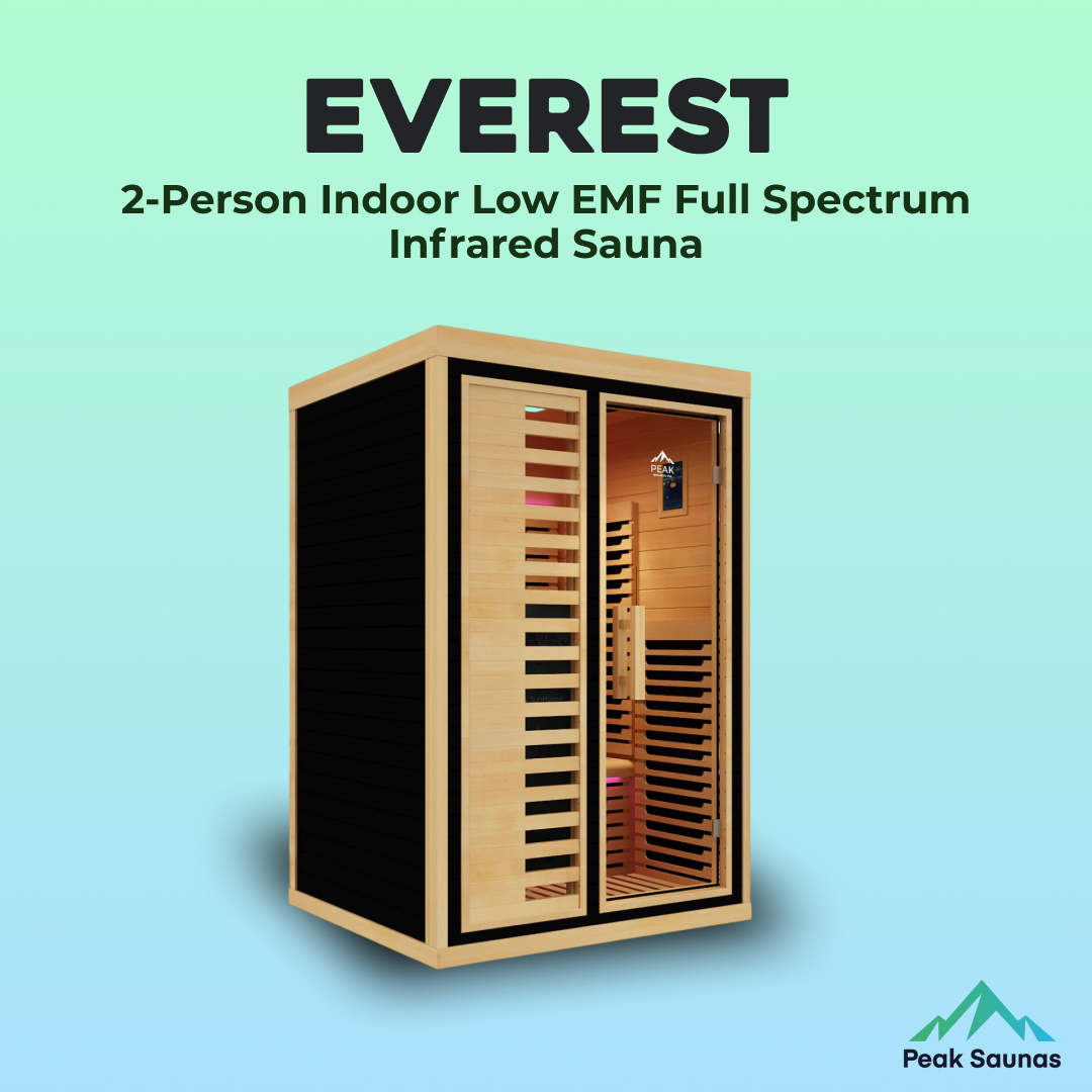 Peak Saunas Everest 2-Person Full Spectrum Infrared Sauna with Built-In XL Medical-Grade Red Light Therapy & Smart WiFi App Control