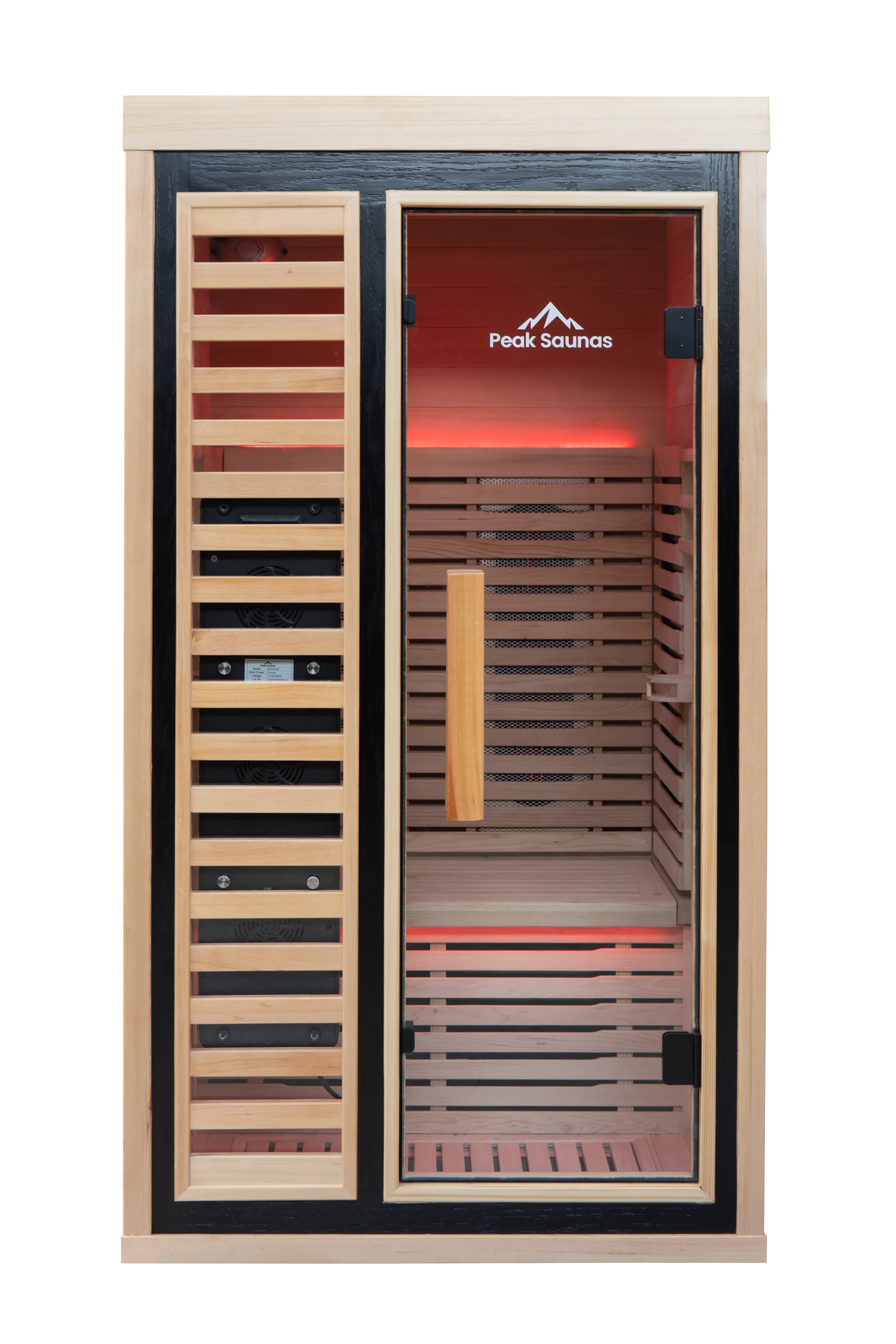 Peak Saunas Shasta 1-Person Full Spectrum Infrared Sauna with Built-In XL Medical-Grade Red Light Therapy & Smart WiFi App Control