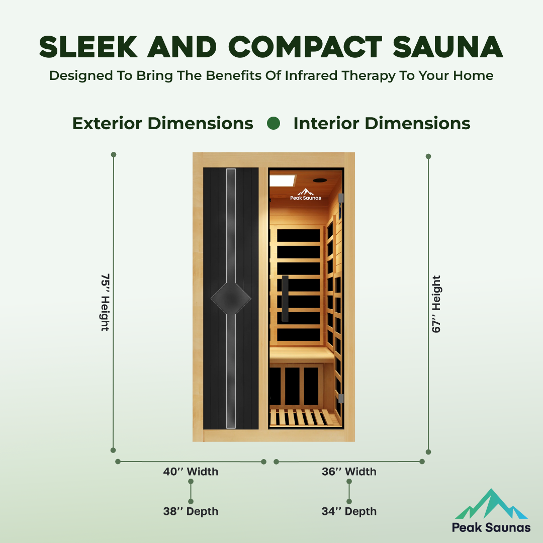 Peak Saunas Olympus 1-Person FAR Infrared Sauna with Smart WiFi App Control
