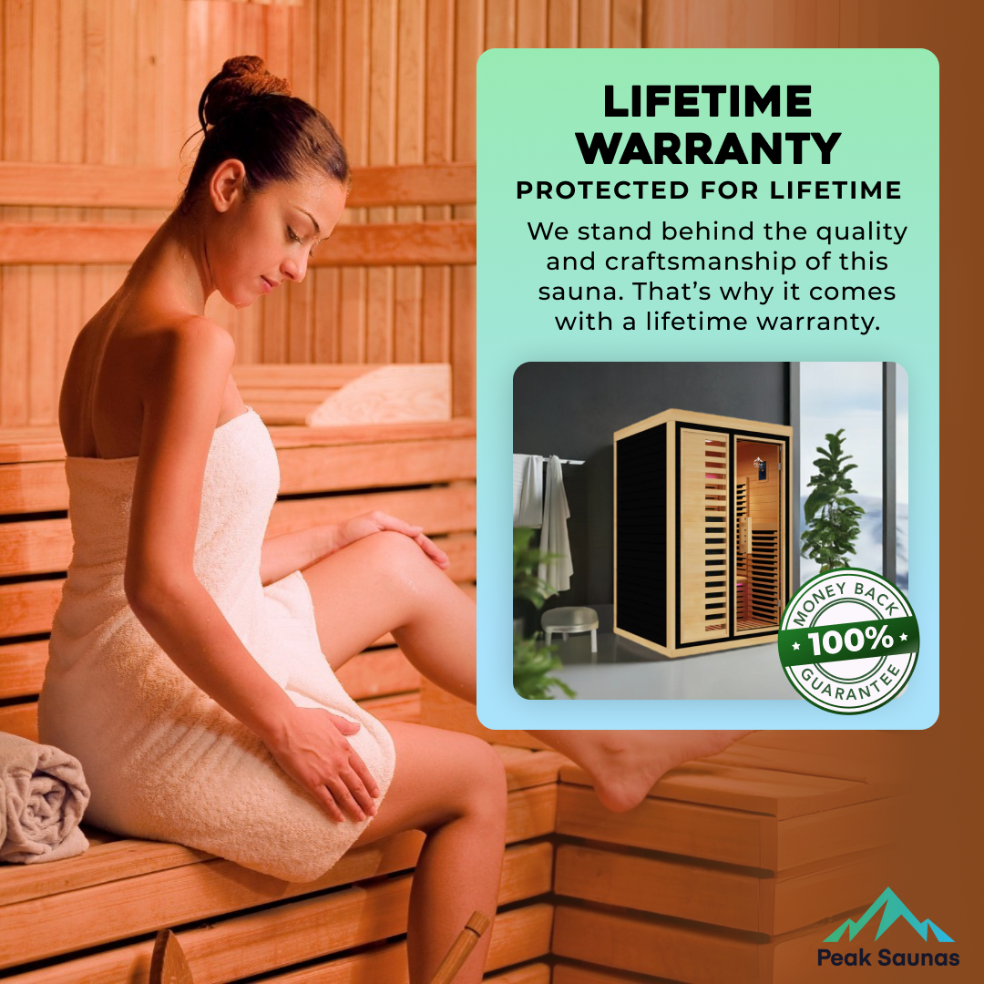 Peak Saunas Everest 2-Person Full Spectrum Infrared Sauna with Built-In XL Medical-Grade Red Light Therapy & Smart WiFi App Control