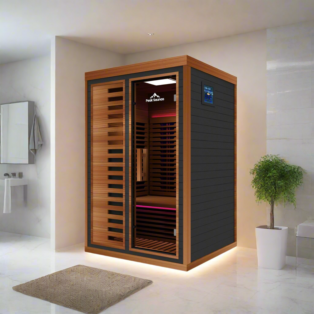 Peak Saunas Fuji 2-Person Full Spectrum Infrared Sauna with Built-In XL Medical-Grade Red Light Therapy & Smart WiFi App Control