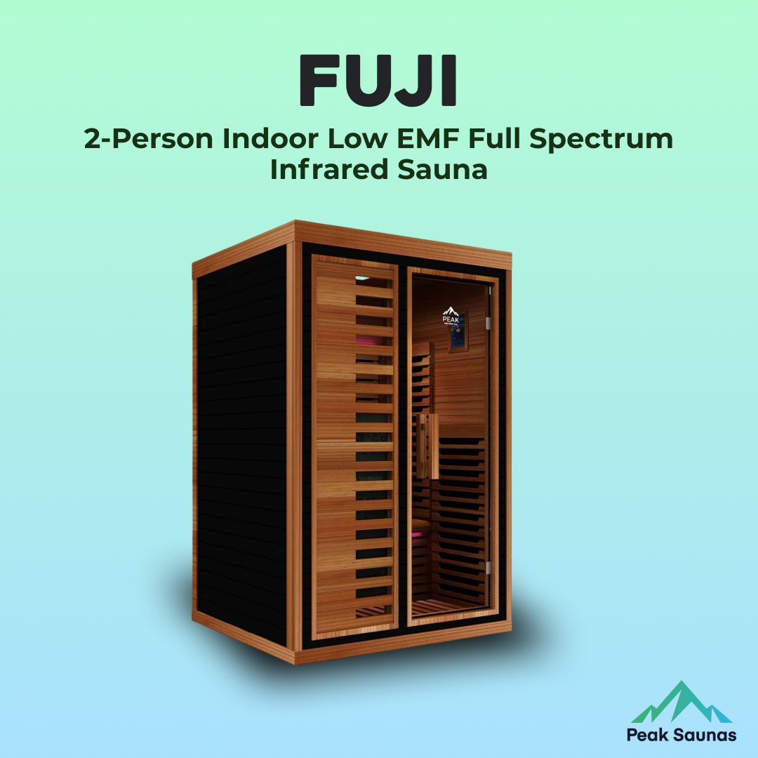 Peak Saunas Fuji 2-Person Full Spectrum Infrared Sauna with Built-In XL Medical-Grade Red Light Therapy & Smart WiFi App Control