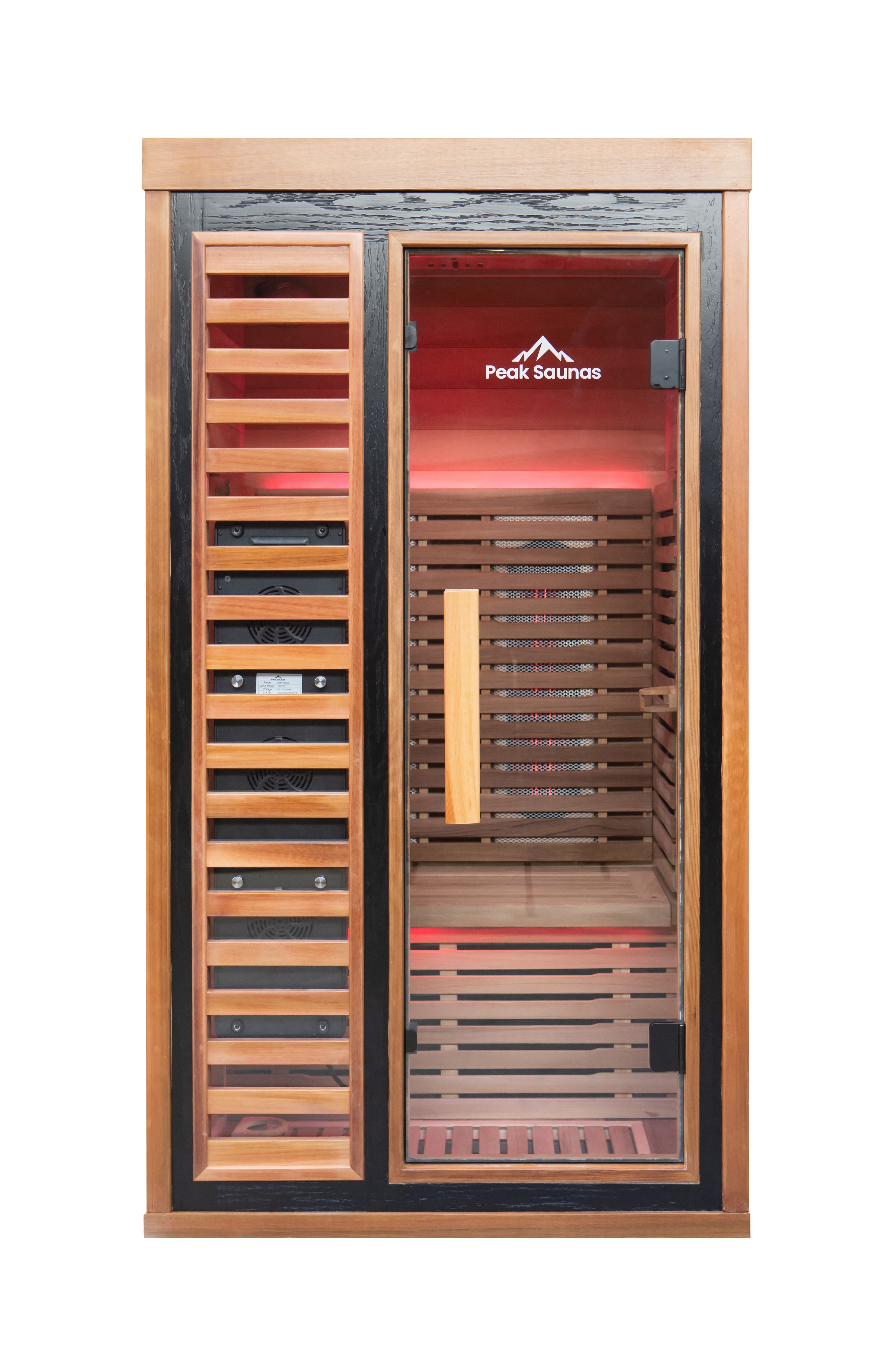 Peak Saunas Rainier 1-Person Full Spectrum Infrared Sauna with Built-In XL Medical-Grade Red Light Therapy & Smart WiFi App Control