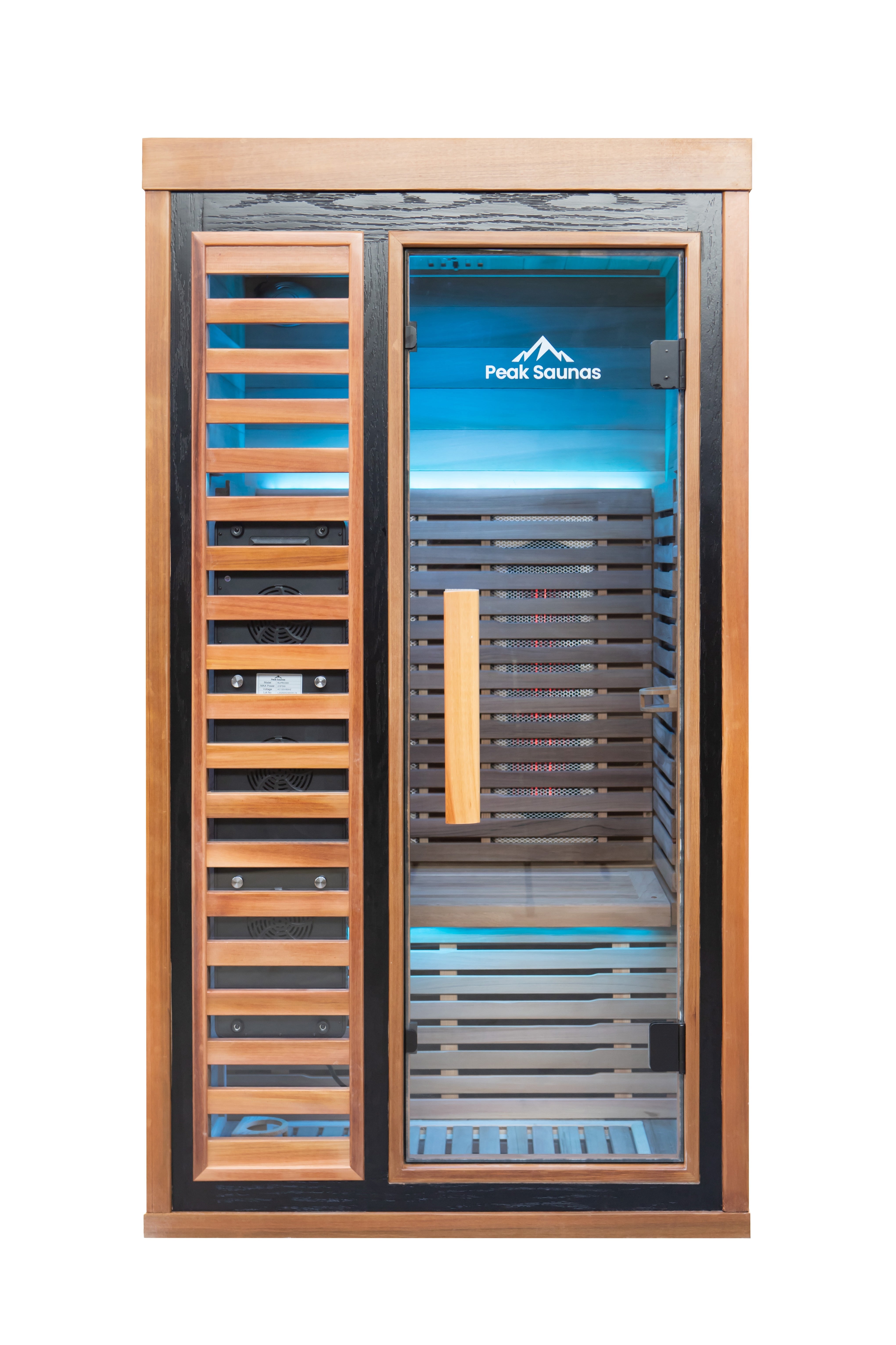 Peak Saunas Rainier 1-Person Full Spectrum Infrared Sauna with Built-In XL Medical-Grade Red Light Therapy & Smart WiFi App Control
